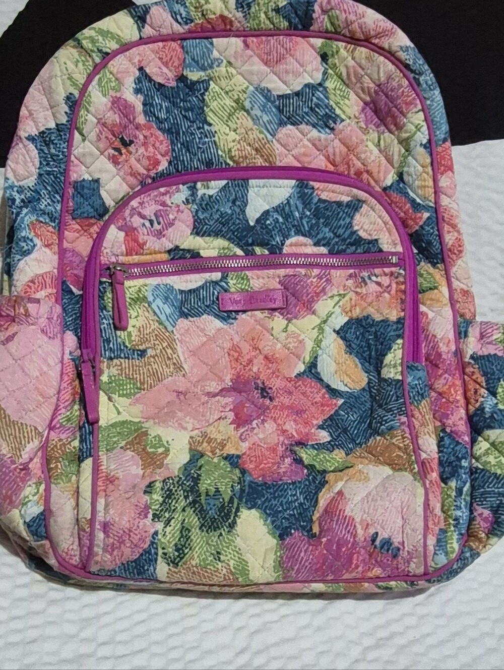 Vera Bradley Floral Quilted Backpack in Pink, Blue, Green